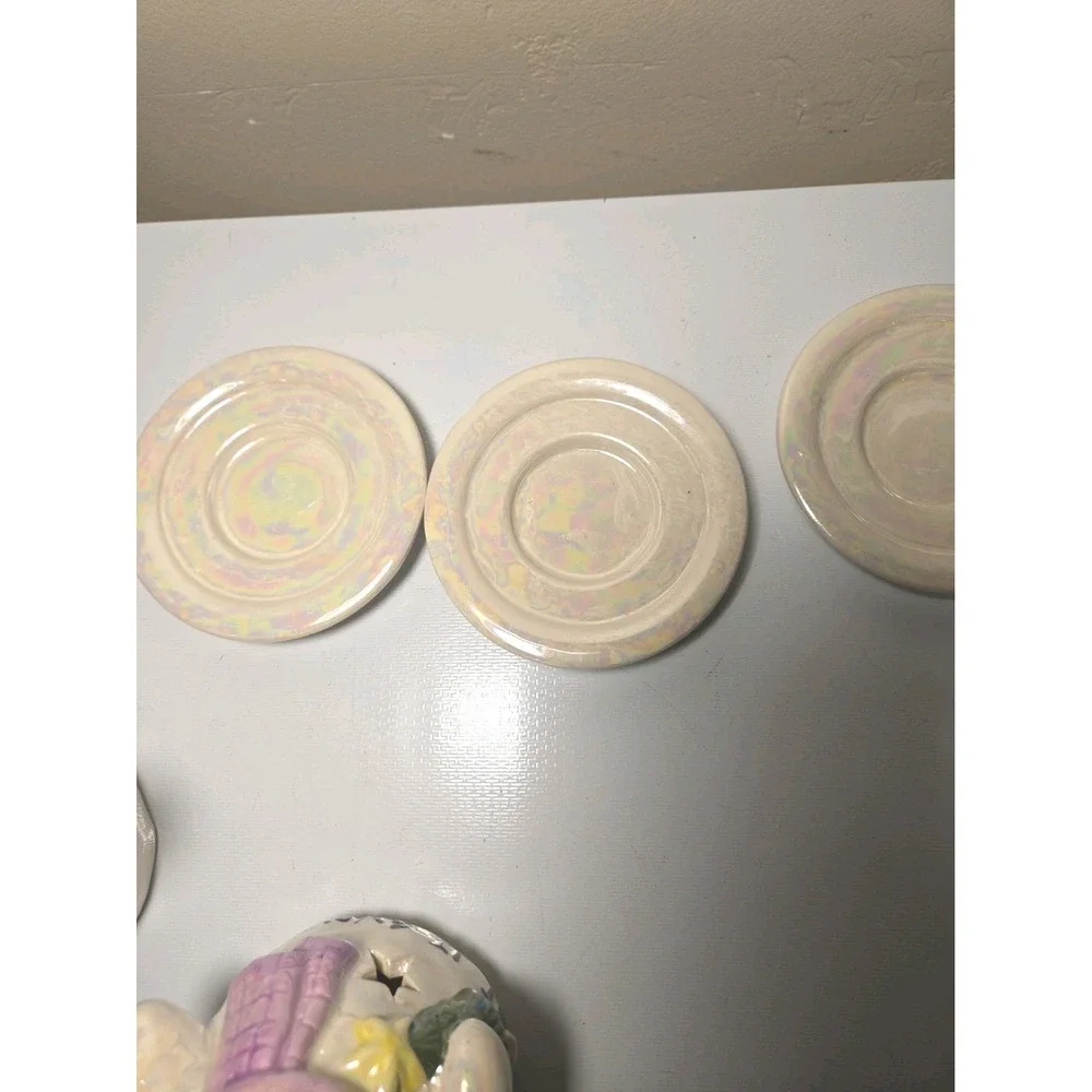 Vintage Ceramic Snowman Tealight Candle Holder Lot of 3 Christmas Holiday Decor